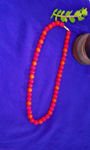 RED ORANGE GLASS BEADS MALA