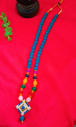 MULTI COLOUR GLASS BEADS LONG NECKLACE