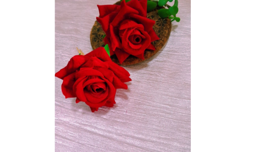 ARTIFICIAL RED ROSE FLOWER HAIR PIN