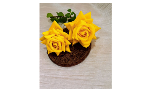 ARTIFICIAL ROSE YELLOW  HAIR PIN