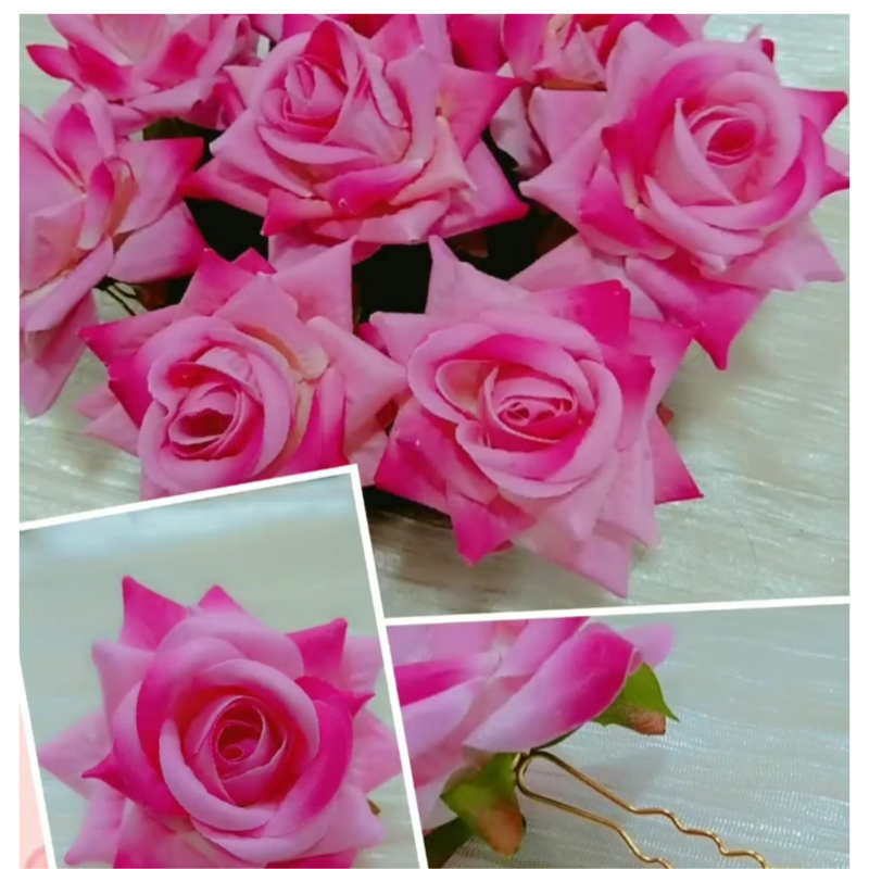 FLOWER HAIR PIN ROSE BABY PINK