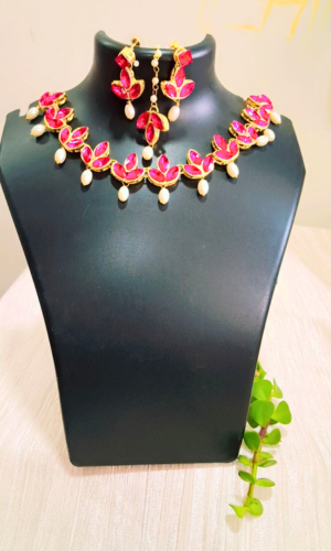 KUNDAN NECKLACE RANI PINK