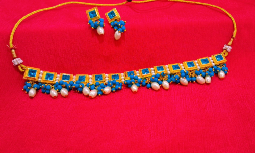 KUNDAN NECKLACE BLUE SKY