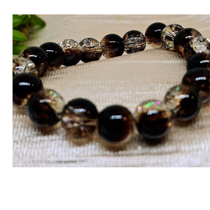 GLASS BEADS BRACELET BROWN